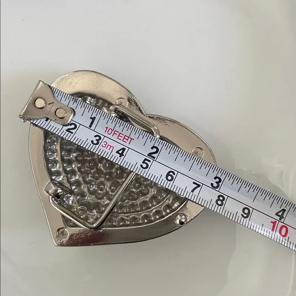 Silver Heart Crystal Belt Buckle - Picture 5 of 6